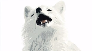 仰头欢笑的白狐