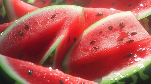 新鲜多汁的西瓜切片