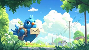 蓝色小鸟送信的美好场景