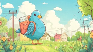 蓝鸟送信漫步田园间