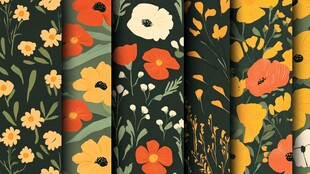 多彩花卉图案布料展示