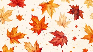 秋日枫叶水彩图案背景