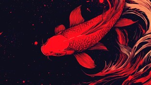 灵动红锦鲤 墨韵展风华