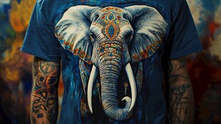 个性大象图案T恤展示