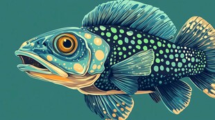 斑斓斑点鱼的奇幻插画