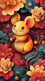 金鼠贺岁 繁花簇拥