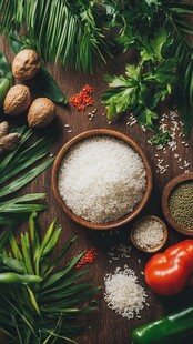 碗中大米与多样食材组合