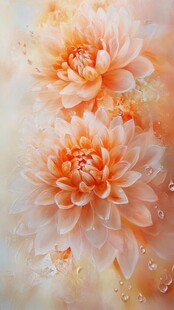 梦幻橙色大丽花与水珠