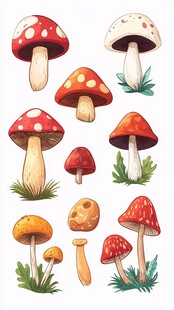 多彩蘑菇插画集合