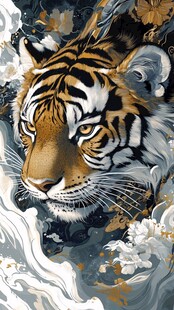 猛虎绽花图
