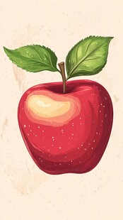 手绘红苹果插画