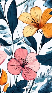 多彩花卉图案装饰画