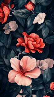 复古花卉图案插画