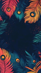 绚丽孔雀羽毛装饰背景图