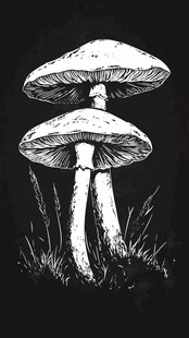 双生蘑菇插画