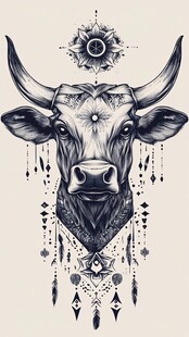 牛头图腾 神秘装饰艺术风格