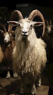 长角白毛羊特写