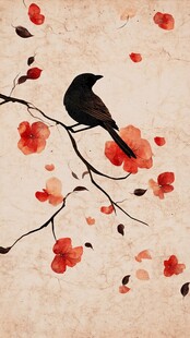 枝头栖鸟伴繁花