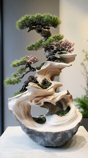 创意根雕盆景 绿意盎然