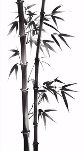 水墨风双竹图