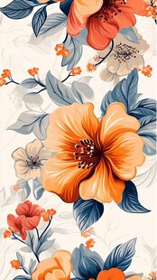 橙色花卉图案的精美设计