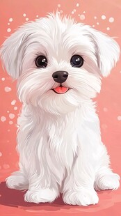 可爱白毛小狗萌趣形象