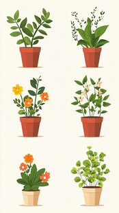 盆栽花卉插画集