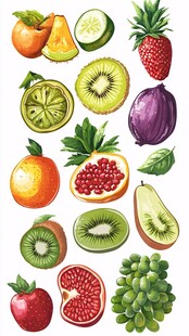 多彩新鲜水果插画集合