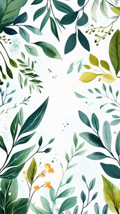 清新绿植花卉水彩边框图