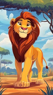 草原雄狮插画