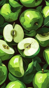 青苹果无缝图案插画