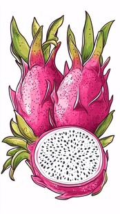 手绘火龙果插画
