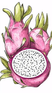 手绘火龙果特写