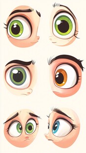 卡通风格多样表情的眼睛