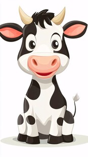 可爱卡通奶牛形象插画