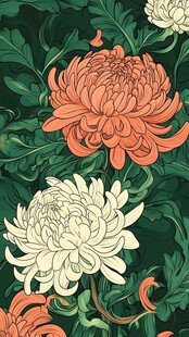 中式菊花花卉图案设计