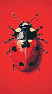红色瓢虫插画特写
