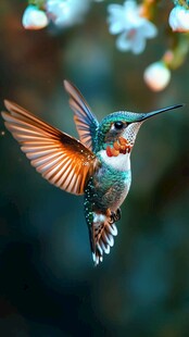 飞翔的多彩蜂鸟