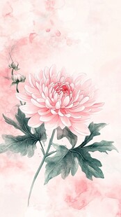 水墨粉菊图