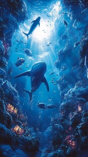 深海奇观 鲨鱼与多彩海底世界