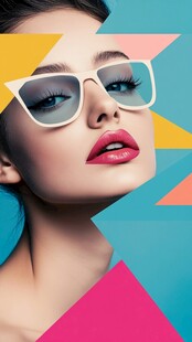 时尚酷感墨镜女郎特写