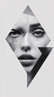 几何拼接的创意女性面孔