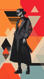 时尚几何风穿搭女性形象