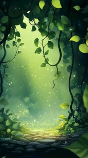 梦幻绿境中的神秘石板小径