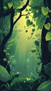 梦幻森林中的绿意与精灵