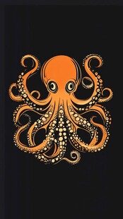 可爱橙色章鱼图案设计