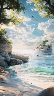 海边美景 阳光沙滩与碧海