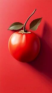 红底上的鲜亮苹果