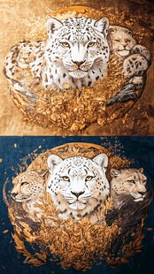 雪豹家族的精美艺术呈现