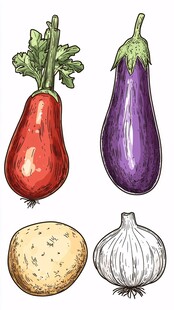 手绘蔬菜水果插画